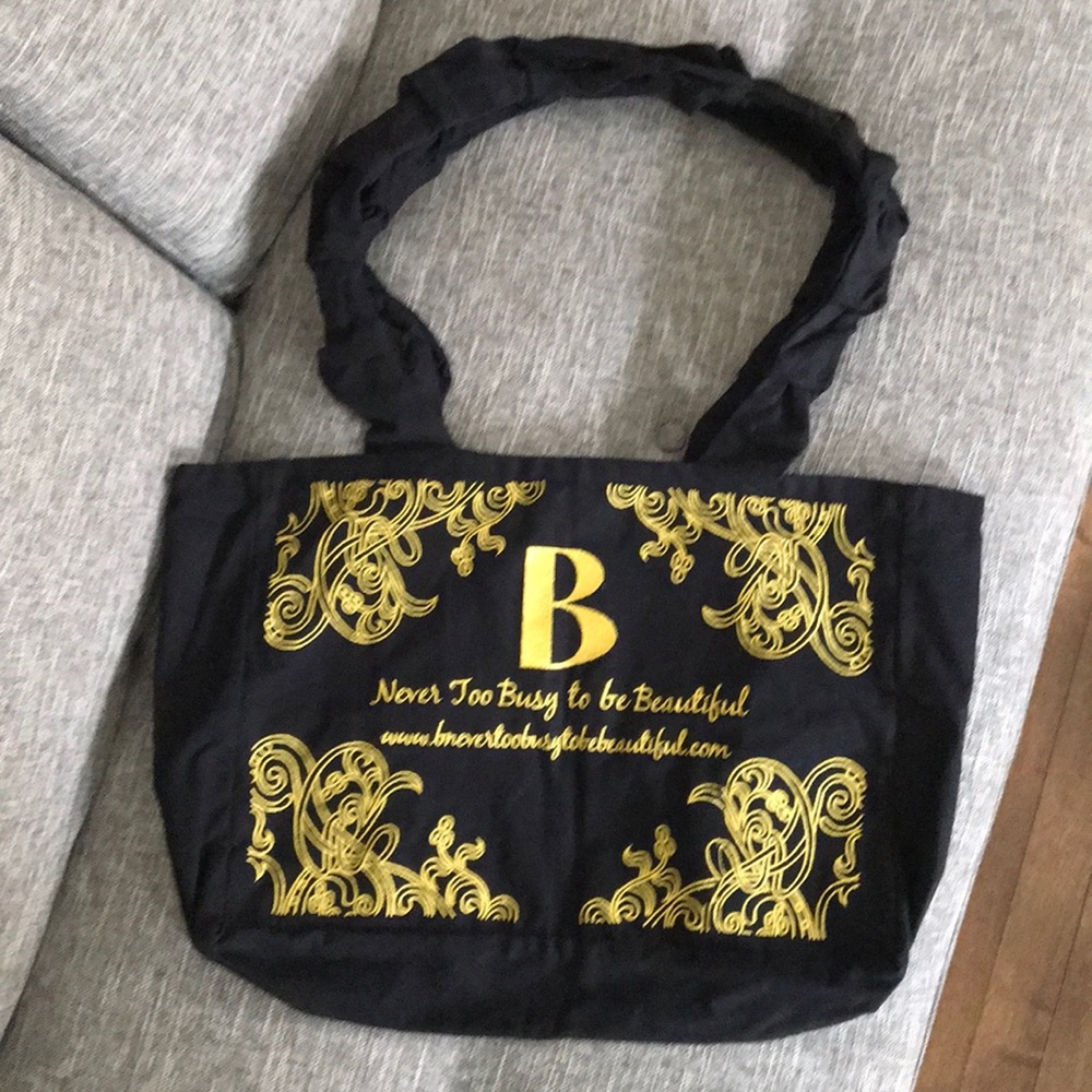 B Never Too Busy to be Beautiful canvas tote bag